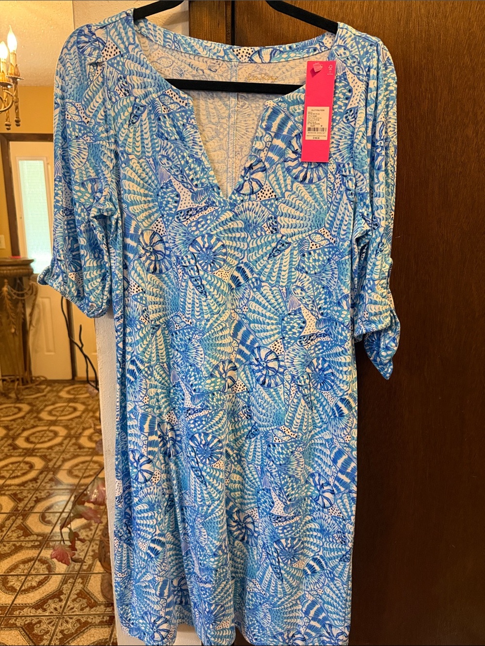 Lilly Pulitzer Blue & White Printed V-Neck Swim Coverup
